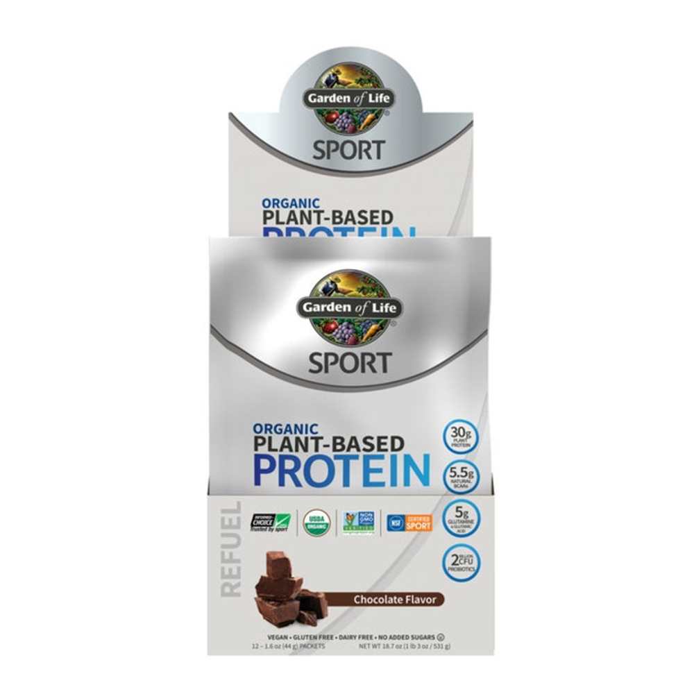Garden of Life Sport Organic Plant-Based Protein Chocolate 12 Packets 1.6oz (44g) Powder