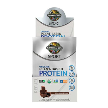 Garden of Life Sport Organic Plant-Based Protein Chocolate 12 Packets 1.6oz (44g) Powder