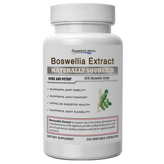 Superior Labs Boswellia Extract 240 Capsules – 65% Boswellic Acids for Joint Support