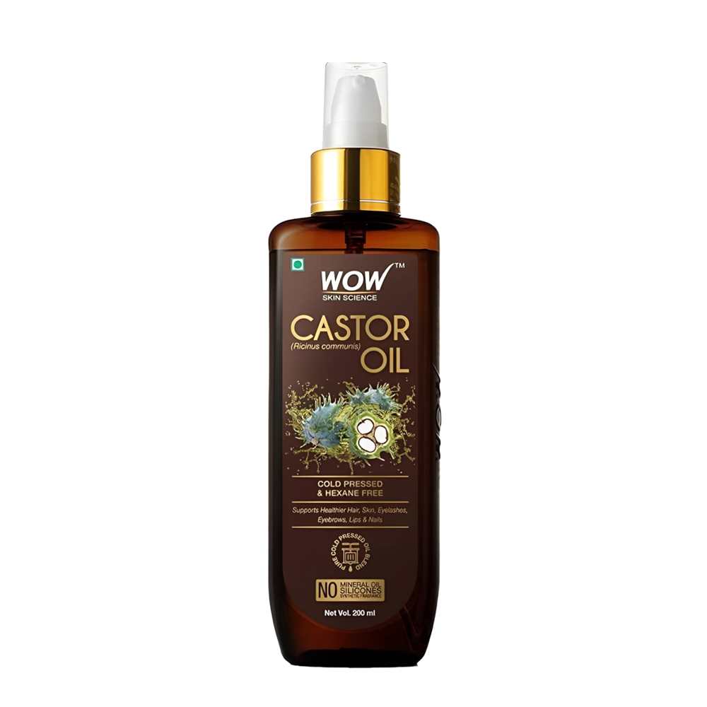 Wow Skin Science Castor Oil – Cold Pressed, 100% Pure for Hair, Skin, Nails, Eyebrows & Eyelashes (for Women & Men)