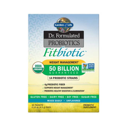 Garden of Life Dr. Formulated Probiotics Fitbiotic Unflavored 20 Packets 0.15oz (4.2g) Powder