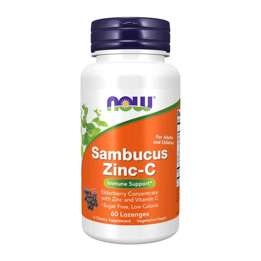 Now Foods Sambucus Zinc-C – Immune Support with Elderberry, Zinc & Vitamin C – 60 Lozenges