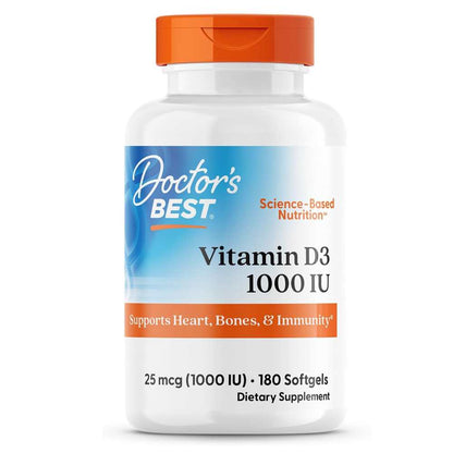 Doctor's Best Vitamin D3 25mcg (1000 Iu) Softgels 180 Count