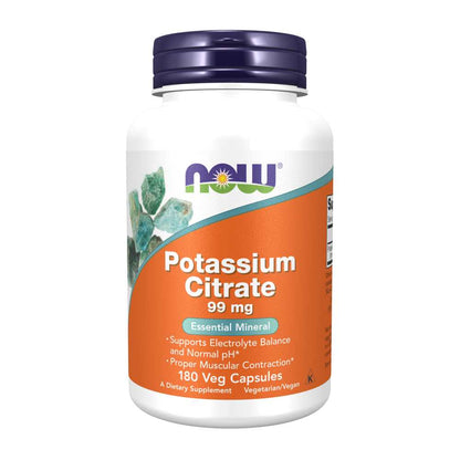 Now Foods Potassium Citrate 99 Mg – Supports Electrolyte Balance – 180 Veg Capsules