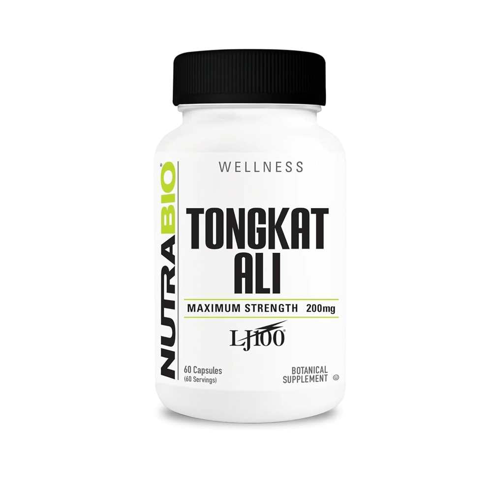 NutraBio Wellness Tongkat Ali 200mg Maximum Strength LJ100 – 60 Capsules