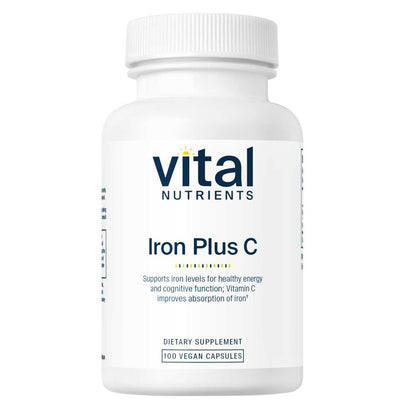 Vital Nutrients Iron Plus C 20mg/200mg 100 Caps