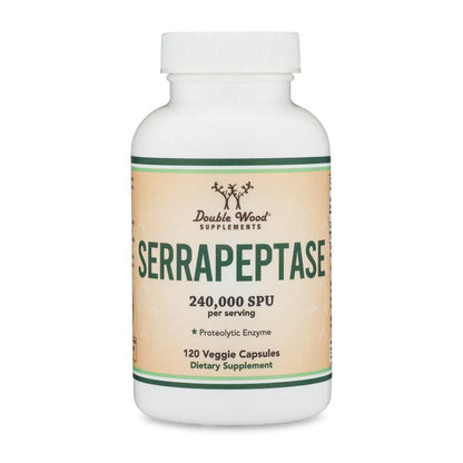 Serrapeptase 240,000 Spu by Double Wood – 120 Veggie Capsules