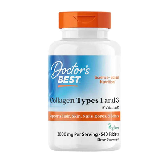 Doctor's Best Collagen Types 1 and 3 with Peptan and Vitamin C, 1,000 Mg, 540 Tablets