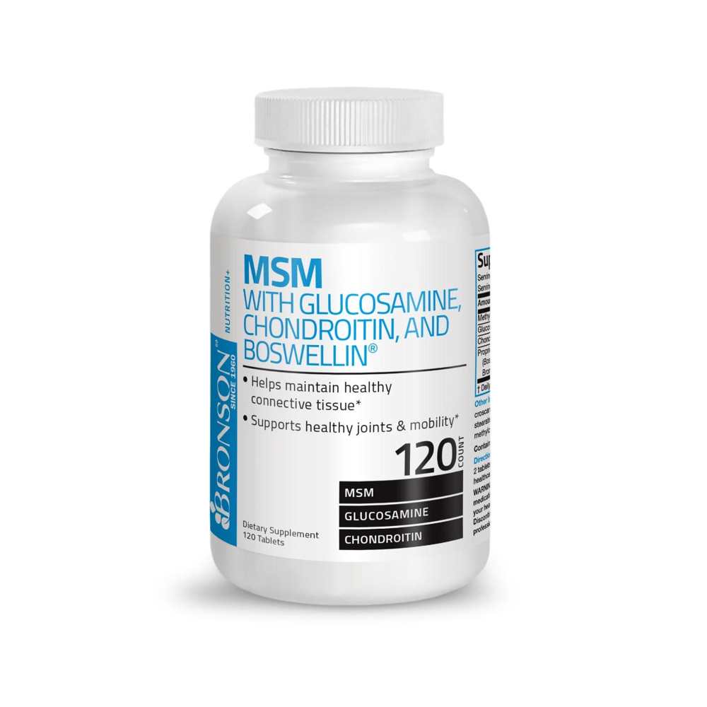 Bronson Vitamins Msm with Glucosamine, Chondroitin, Boswellin® 120 Tabs