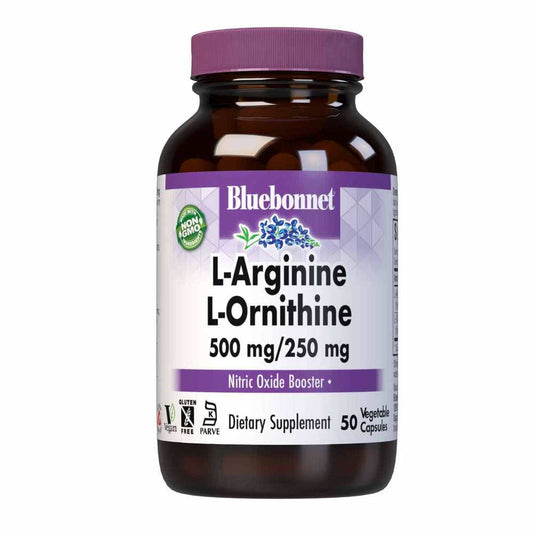 Bluebonnet Nutrition L-Arginine L-Ornithine 500 Mg/250 Mg 50 Caps
