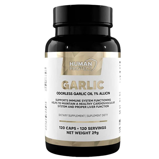 Human Protect Odorless Garlic Oil – 1% Allicin, 120 softgels | Immune, Cardiovascular & Liver Health Dietary Supplement