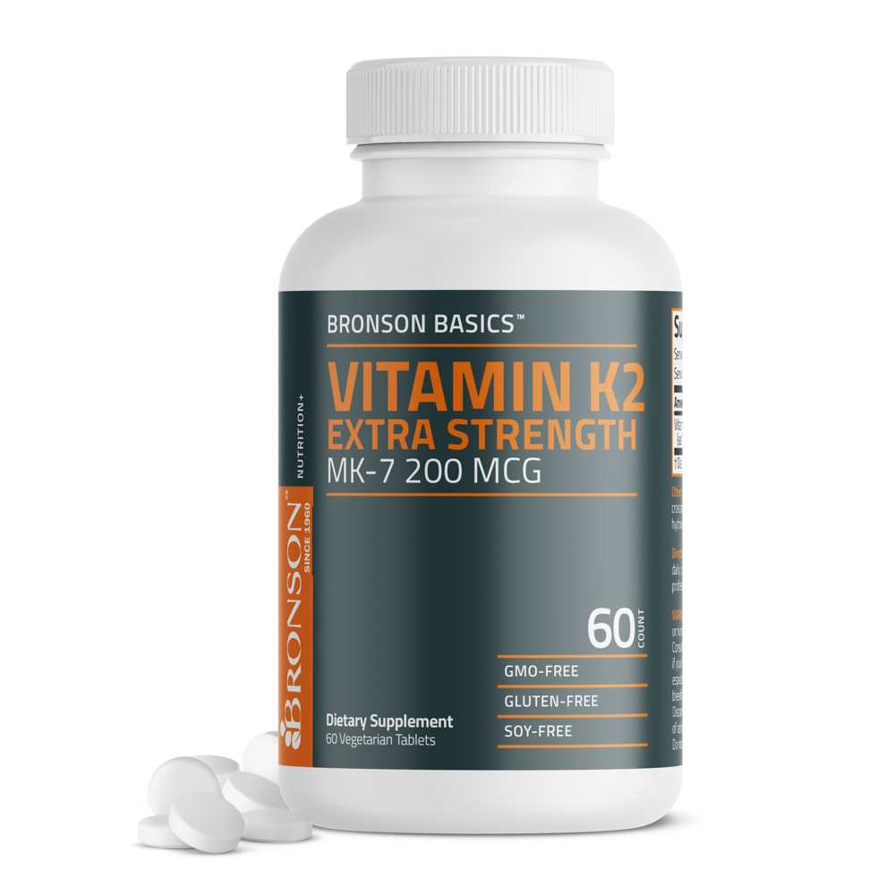 Bronson Vitamins Vitamin K2 Extra Strength Mk-7 200 Mcg 60 Tabs