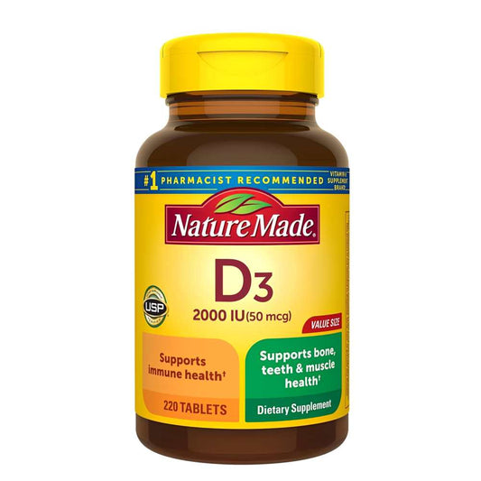 Nature Made Vitamin D – Supports Immune, Bone, Teeth & Muscle Health – 220 Tablets