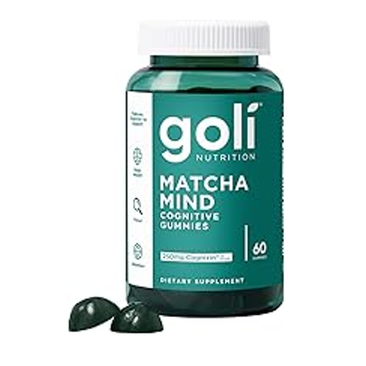 Goli Matcha Mind Gummies - 60 Count - Green Tea Leaves Powder with Cognizin