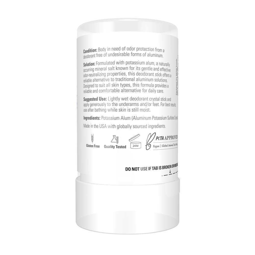 Now Nature's Deodorant Stick (stone) – Long-Lasting Mineral Salt Formula – Aluminum-Free Body Deodorant – 120 G