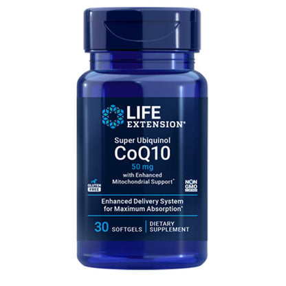 Life Extension Super Ubiquinol Co Q10 with Enhanced Mitochondrial Support™ 50 Mg, 100 Softgels