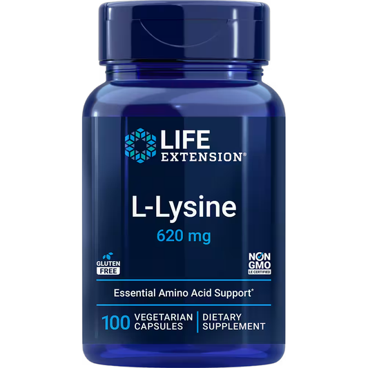 Life Extension L-Lysine 620MG - 100 Vegetarian Capsules | Essential Amino Acid Support | Non-GMO & Gluten-Free