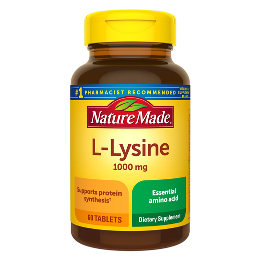 Nature Made L-Lysine 1000MG- 60 Tablets | Essential Amino Acid for Protein Synthesis