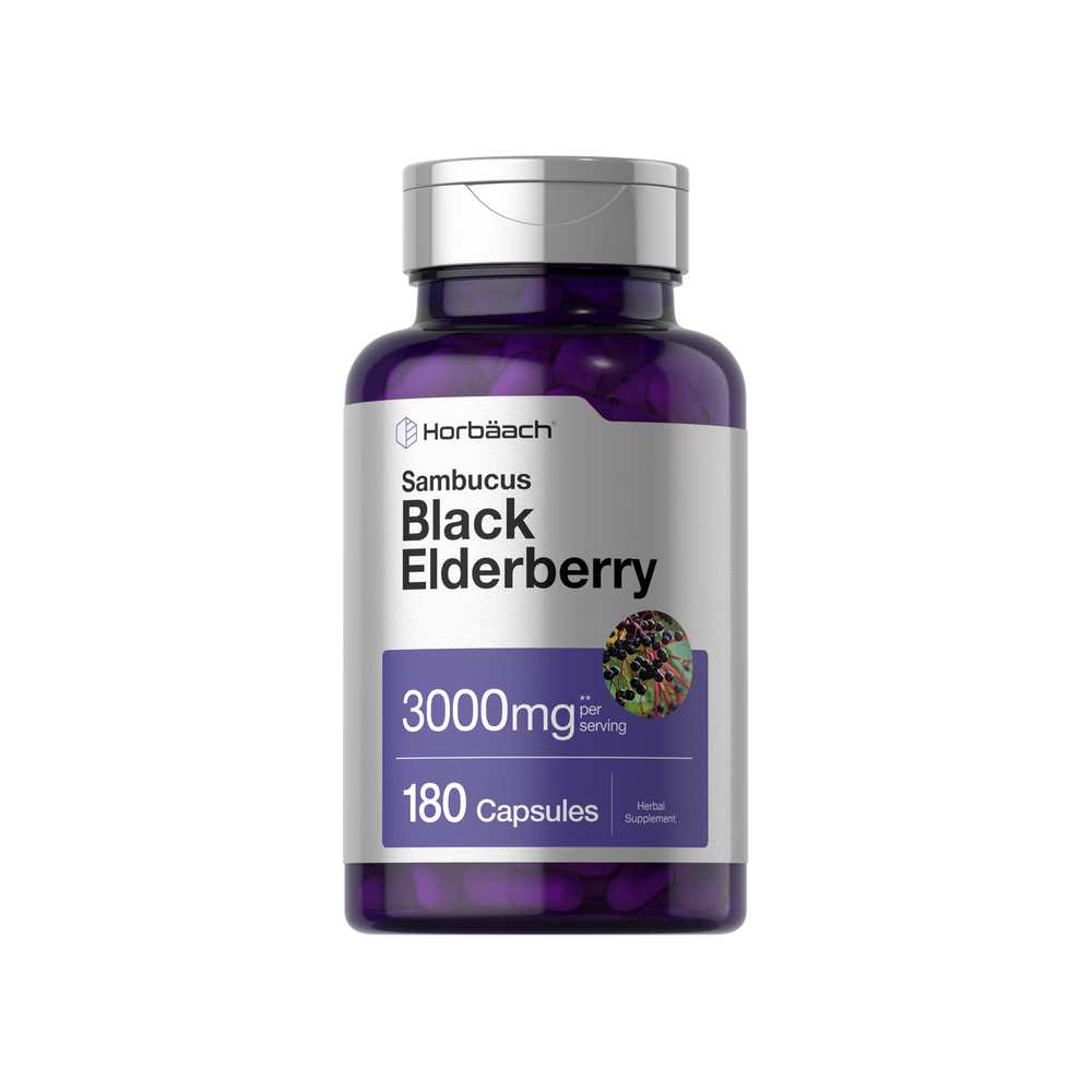 Horbäach Black Elderberry 3000mg per Serving | 300 Capsules