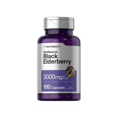 Horbäach Black Elderberry 3000mg per Serving | 300 Capsules