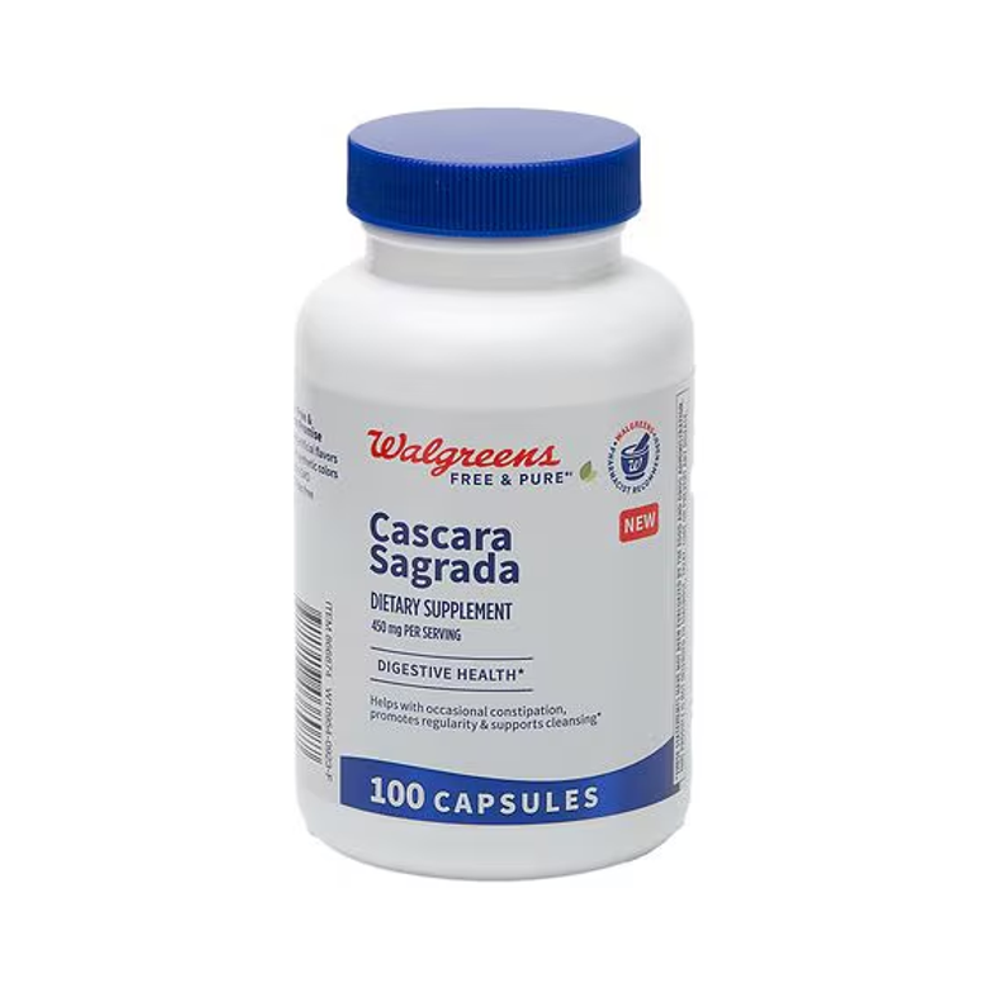 Walgreens Free & Pure Cascara Sagrada 450MG Capsules - Helps In Digestive Health