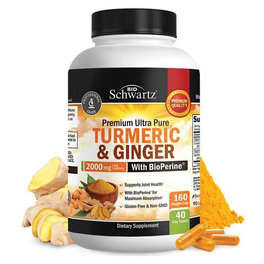 Bio Schwartz Turmeric & Ginger 2000mg (95% Curcuminoids) – 160 Capsules