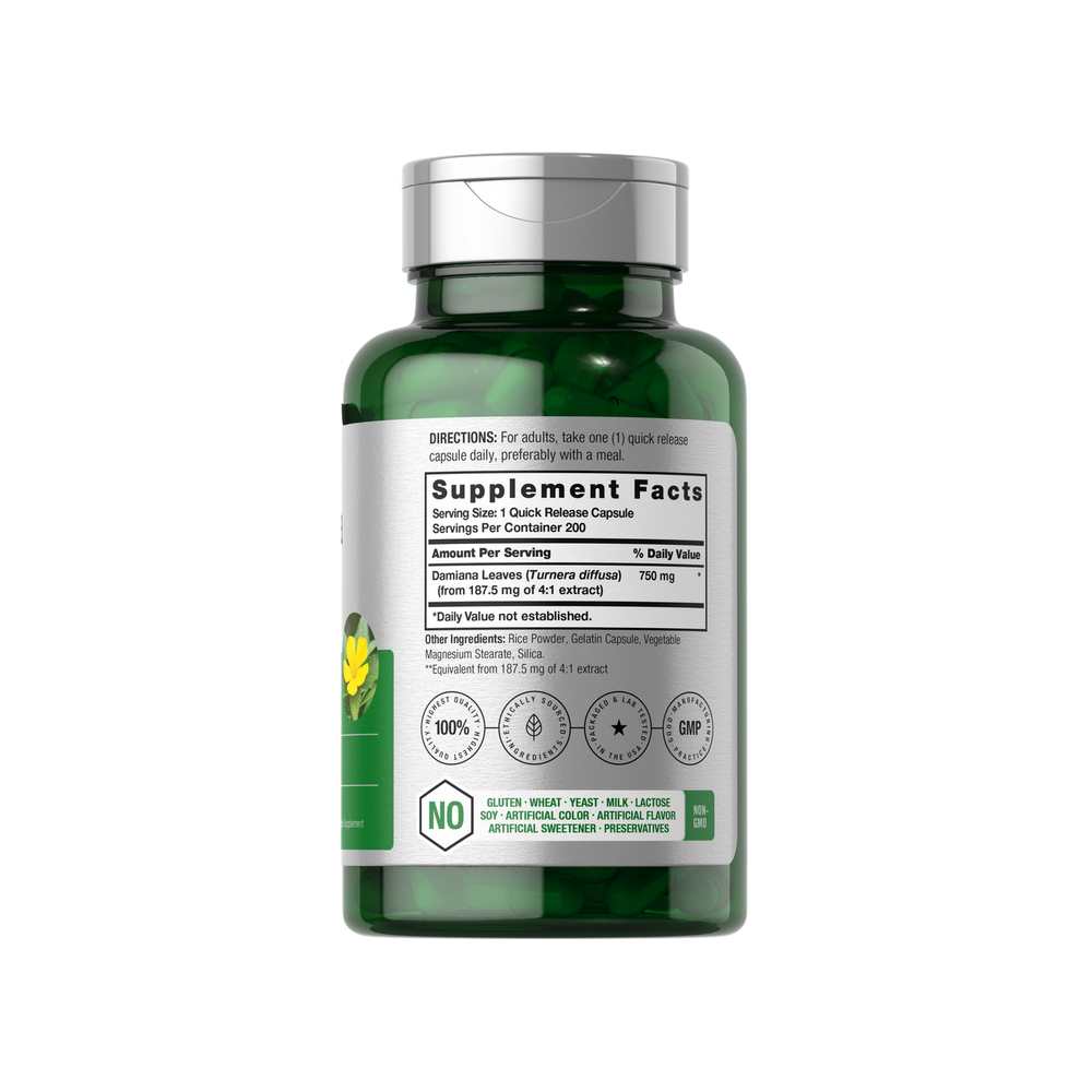 Horbäach Damiana Leaf 750mg | 200 Capsules