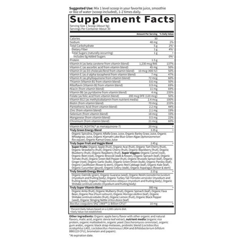 Garden of Life Sport Organic Greens Powder - Apple Berry 270g