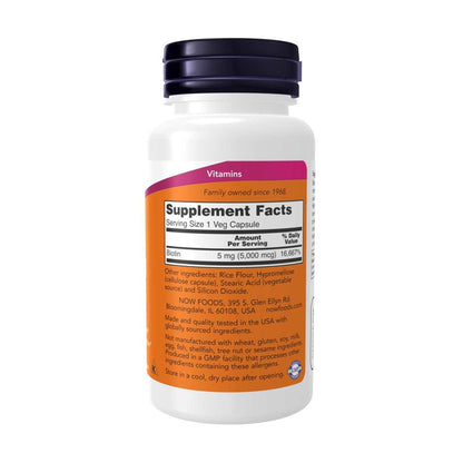 Now Foods Biotin 5,000 Mcg – Energy, Metabolism & Immune Support – 60 Veg Capsules