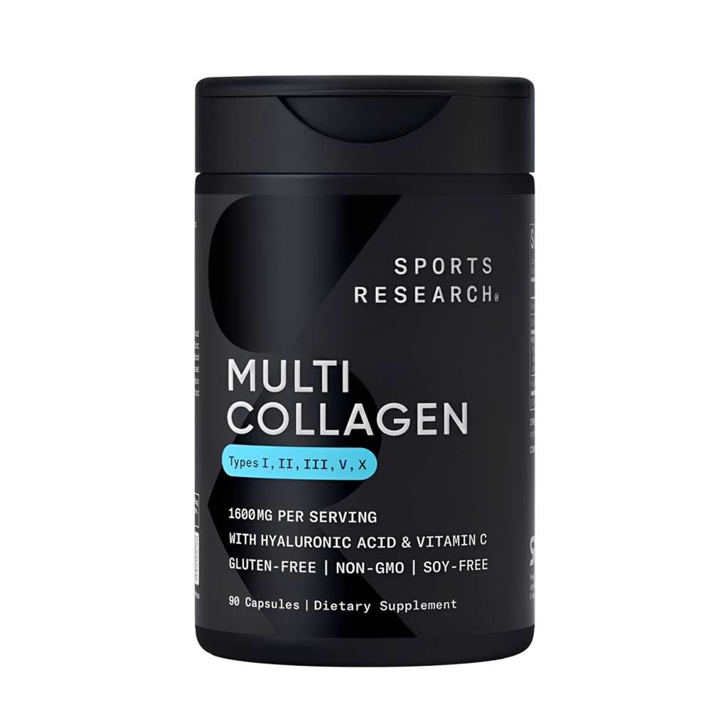 Sports Research Multi Collagen – 1600mg with Hyaluronic Acid & Vitamin C, 90 Capsules