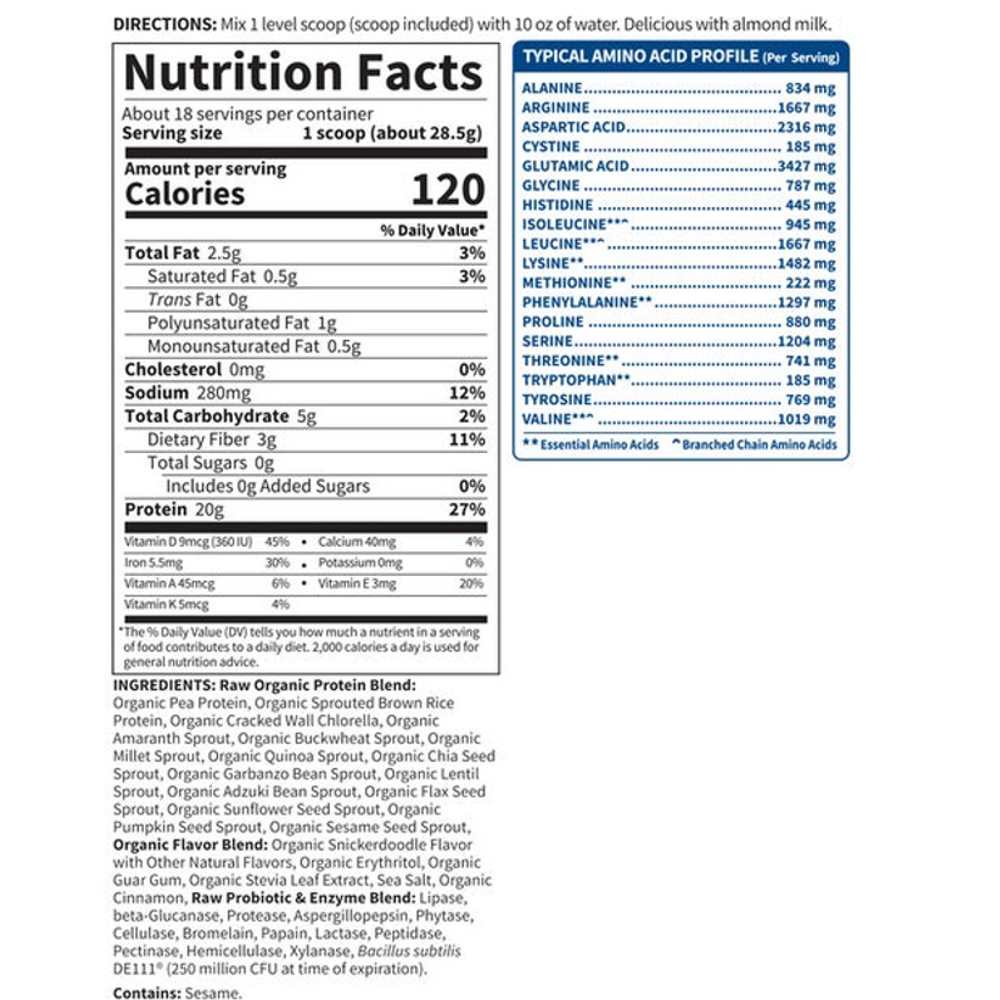 Garden of Life Organic Protein Snickerdoodle Cookie 513g