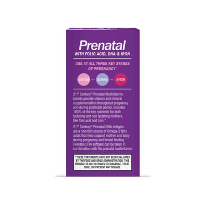 21st Century Prenatal Multivitamin Plus Dha 2 Bottles, 60 Tablets / 60 Softgels