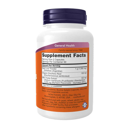 Now Foods Liver Caps – Argentine Beef Liver with Milk Thistle & Eleuthero for Liver Health Support – 100 Capsules