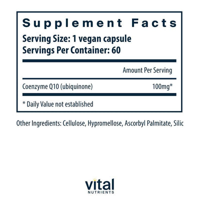 Vital Nutrients Co Enzyme Q10 100mg 60 Caps