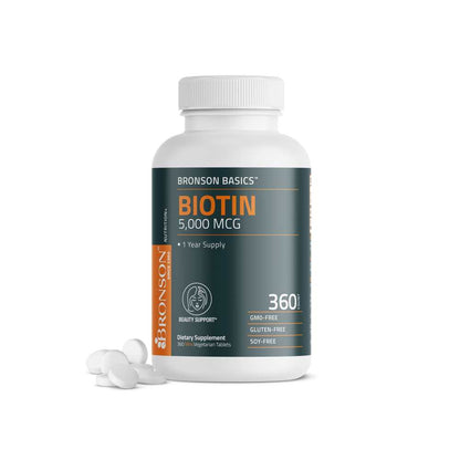 Bronson Vitamins Biotin 5,000 Mcg, 360 Tablets