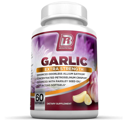 Brinutrition Extra Strength Garlic Softgels – Enhanced Odorless Allium Sativum with Parsley Seed Oil, 60 Softgels | Fast-Acting Dietary Supplement