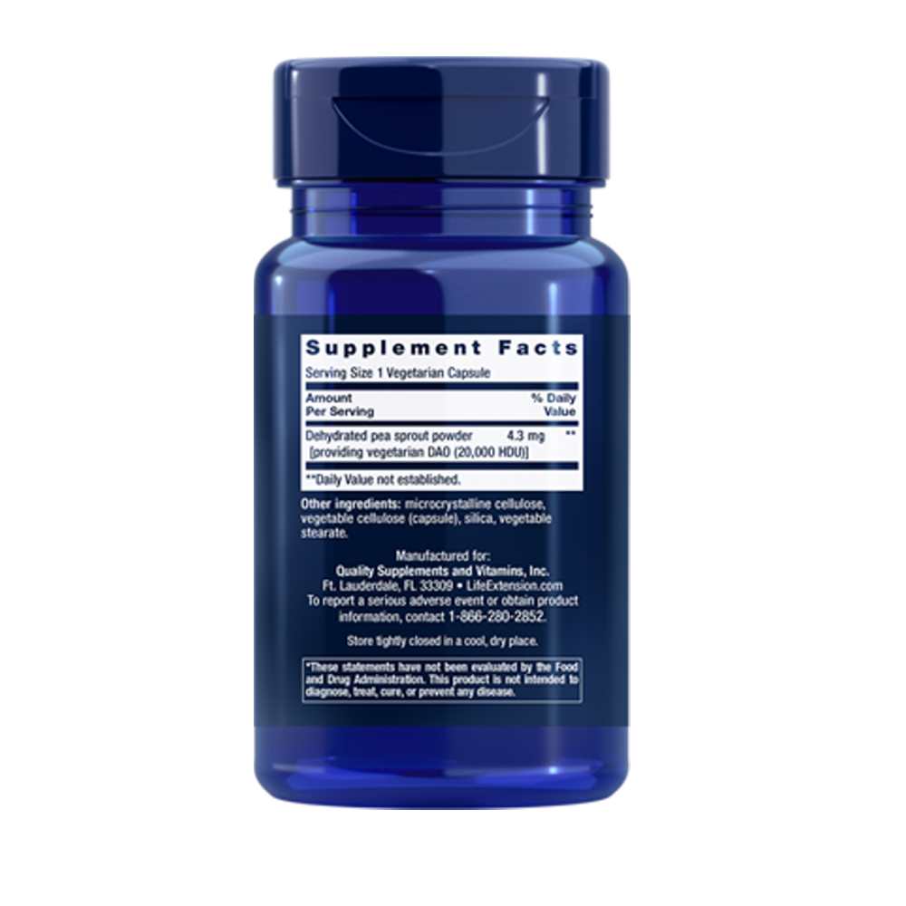 Life Extension Food Sensitivity Relief with Diamine Oxidase (dao) – 60 Vegetarian Capsules