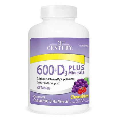 21st Century Calcium 600+d3 Plus Minerals Chewables 75 Tabs