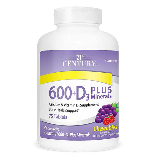 21st Century Calcium 600+d3 Plus Minerals Chewables 75 Tabs