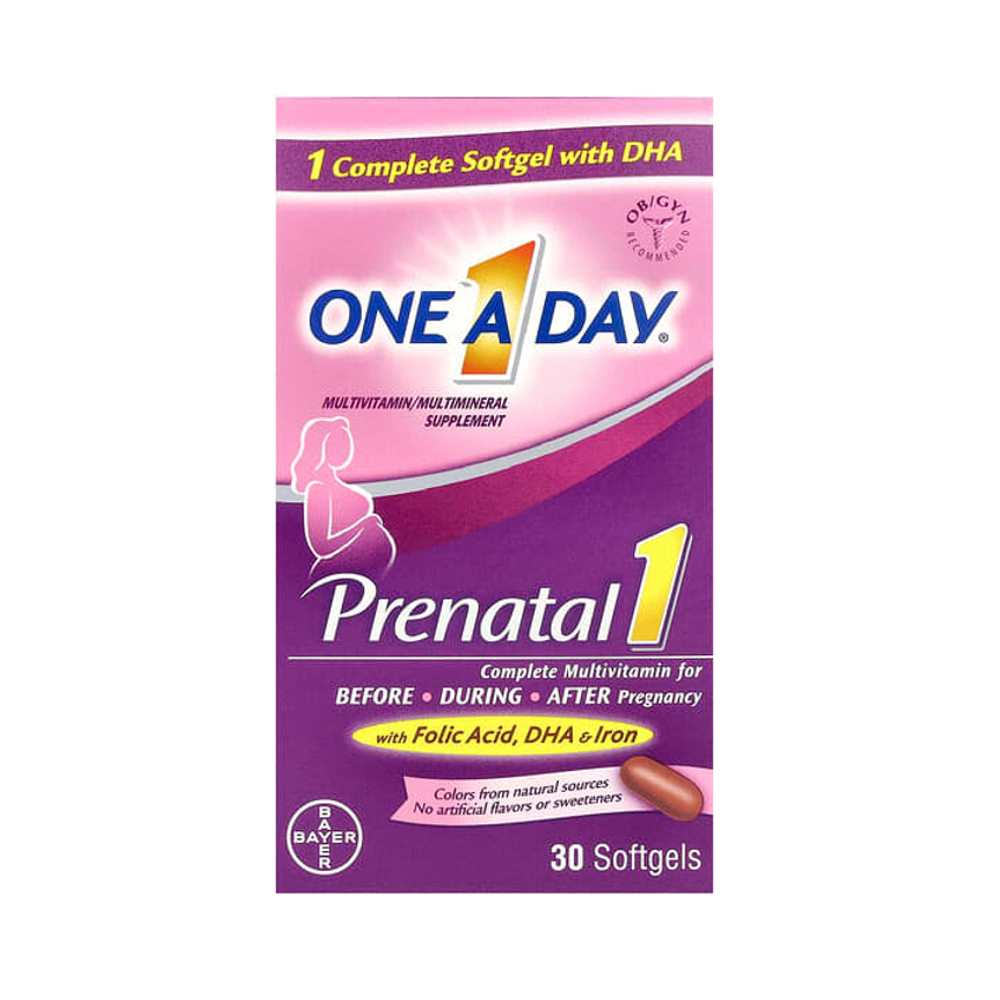 One-A-Day, Prenatal 1 with Folic Acid, DHA & Iron, Multivitamin 30 softgels
