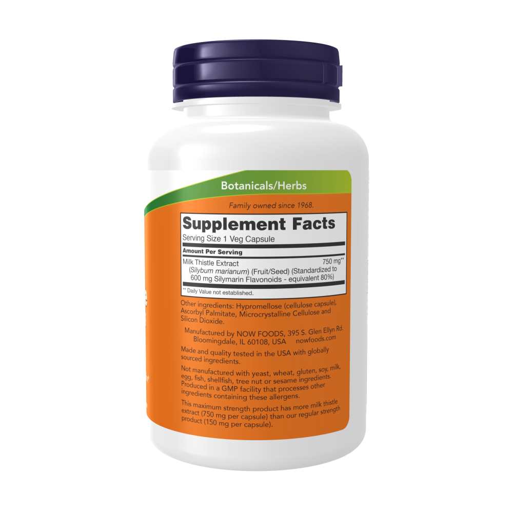 Now Foods Milk Thistle Extract 750 Mg – Maximum Strength Liver Detox – 90 Veg Capsules