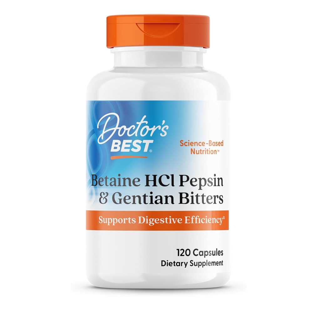 Doctor's Best Betaine H Cl Pepsin & Gentian Bitters, 120 Capsules