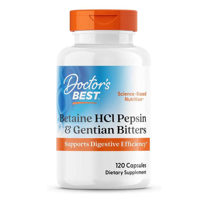 Doctor's Best Betaine H Cl Pepsin & Gentian Bitters, 120 Capsules