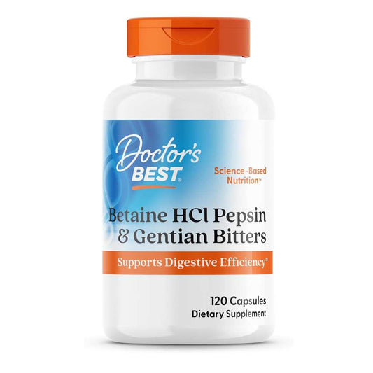 Doctor's Best Betaine H Cl Pepsin & Gentian Bitters, 120 Capsules