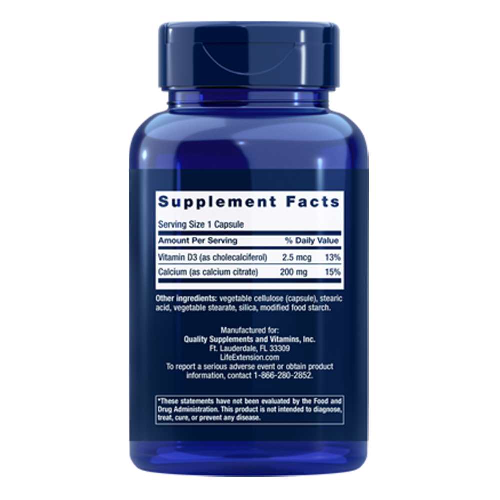 Life Extension Calcium Citrate with Vitamin D – 200 Capsules