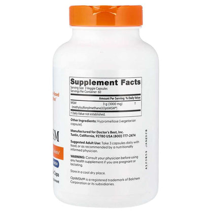 Doctor's Best Msm with Opti Msm, 3000 Mg per Serving, 180 Veggie Caps