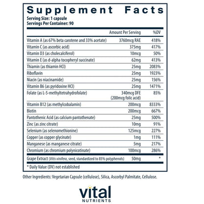 Vital Nutrients Minimal and Essential Multivitamin 90 Caps