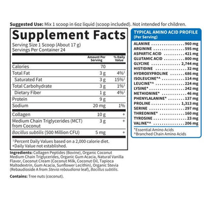 Garden of Life Grass Fed Collagen Coconut Mct Vanilla 14.39oz (408g) Powder