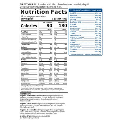 Garden of Life Sport Organic Plant-Based Protein Chocolate 12 Packets 1.6oz (44g) Powder