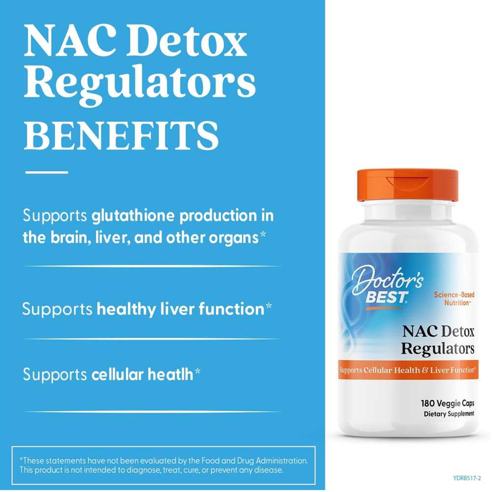 Doctor's Best Nac Detox Regulators, 180 Veggie Caps